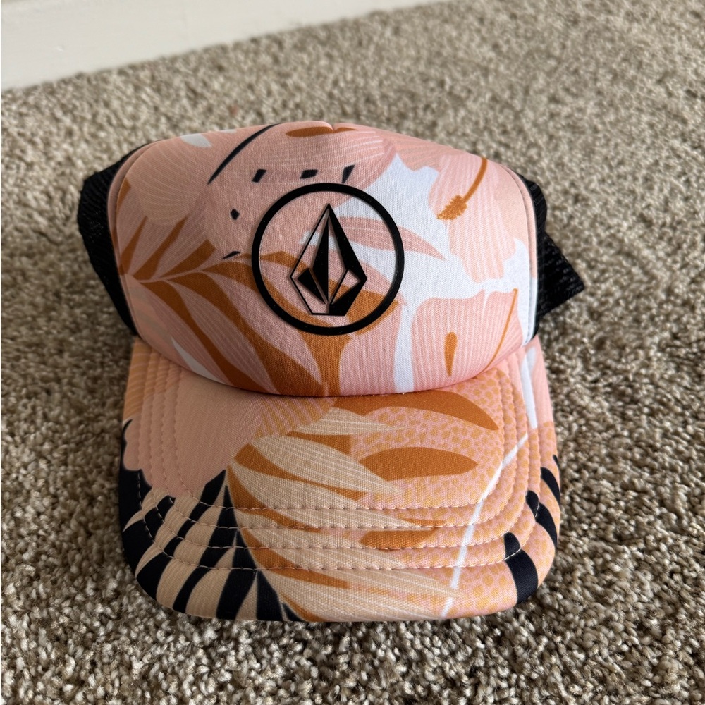 Volcom Women’s Floral Trucker Hat - Pink and Orange